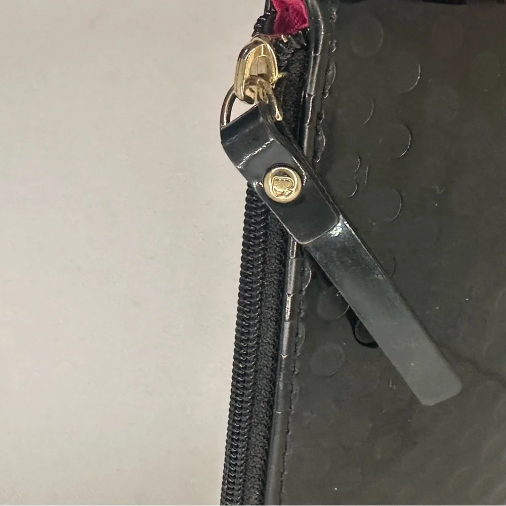 Kate Spade Black Polka Dot Patent Leather Wristlet Clutch | Y2K Chic - Picture 5 of 7